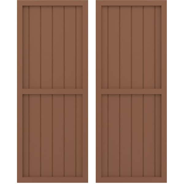 Ekena Millwork Americraft 6-Board Exterior Wood 2 Equal Panel Framed Board-n-Batten Shutters, ARW101BF621X75BTH, PR ARW101BF621X75BTH - main
